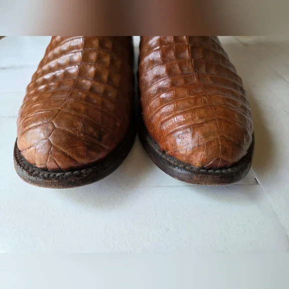 Larry Mahan Caiman Leather Boots, 8.5 D - Picture 13 of 14